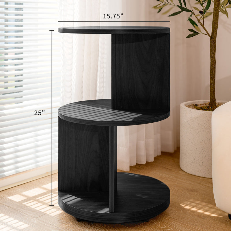 KAYMILY Round End Tables, Mid Century Modern 3 Tier Side Table for Living Room, Bedroom & Office