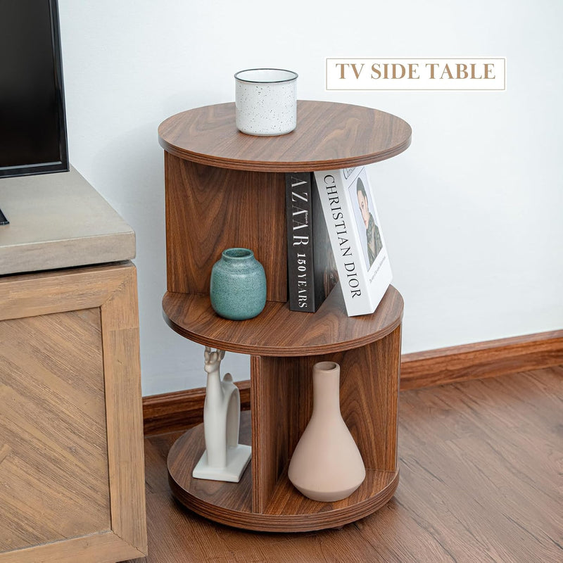 KAYMILY Round End Tables, Mid Century Modern 3 Tier Side Table for Living Room, Bedroom & Office